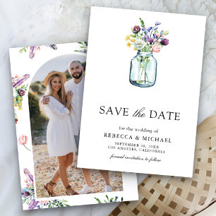 Save The Date Fleur sauvage Mason Jar Mariage photo