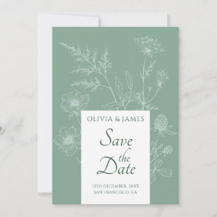 Save The Date Fleur sauvage moderne minimaliste Mariage vert