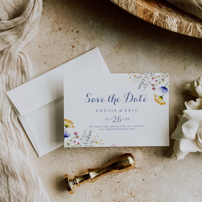 Save The Date Fleur sauvage multicouleur moderne Mariage horizon (Créateur téléchargé)