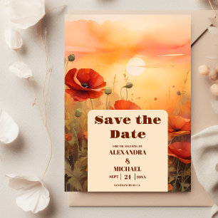 Save The Date Fleur sauvage pavot minimaliste mariage moderne