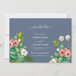 Save The Date Fleur sauvage Periwinkle Dusty Blue Mariage
