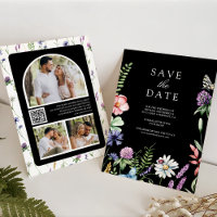 Fleur sauvage Photo QR Code Mariage noir