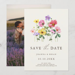 Save The Date Fleur sauvage Rustic Chic Floral Boho Pays Photo