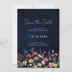 Save The Date Fleur sauvage Rustique Pays Boho Floral Marine Mar