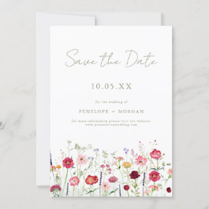 Save The Date Fleur sauvage Rustique Pays Floral Jardin Mariage