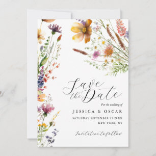 Save The Date Fleur sauvage simple élégant Mariage d'été de prin