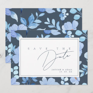 Save The Date Fleur sauvage simple Royal Blue Opulence Mariage