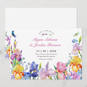Save The Date Fleur violette de jardin en fleurs