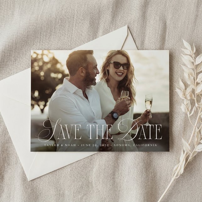 Save The Date Fleurir l'accent | Photo de mariage (Créateur téléchargé)