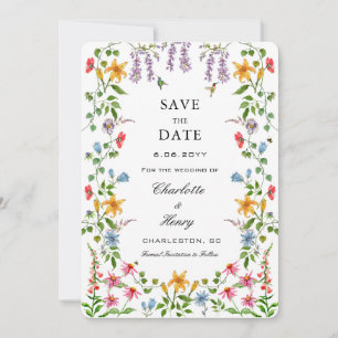 Save The Date Fleurs aquarelle avec photo de mariage Enregistrez