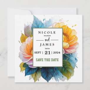 Save The Date Fleurs aquarelle élégantes