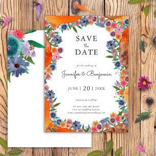 Save The Date Fleurs Aquarelle Mariage Bohème Chic Fleur Sauvage