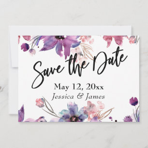 Save The Date Fleurs aquarelles abstraites modernes désordonnées