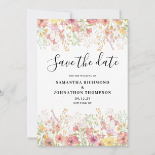 Save The Date Fleurs aquarelles roses