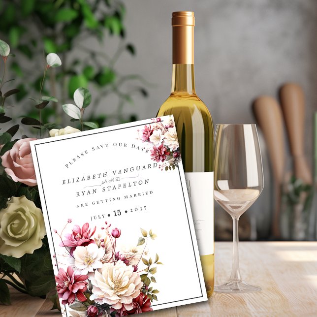 Save The Date Fleurs aquarelles roses et blanches (Créateur téléchargé)