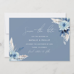 Save The Date Fleurs bleues Dusty modernes Belle Mariage