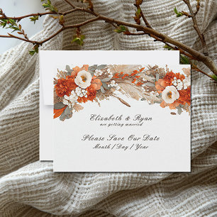 Save The Date Fleurs Boho Couleurs Automne, Mariage Automne