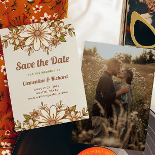 Save The Date Fleurs Boho Retro   Mariage arrière photo