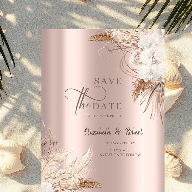 Save The Date Fleurs Chic Boho Rose Gold Mariage  Enregistrez la (Créateur téléchargé)