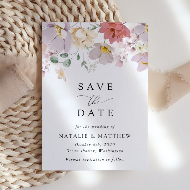 Save The Date Fleurs Colorées, Boho, Mariage Enregistrer La Date (Créateur téléchargé)