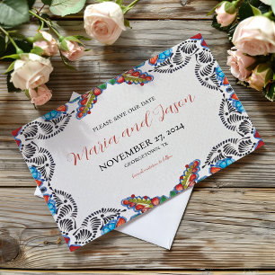 Save The Date Fleurs colorées mexicaines de Fiesta Mariage botan
