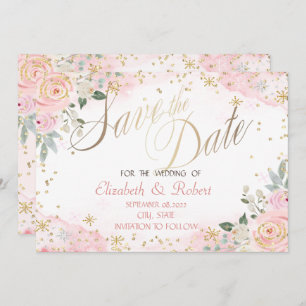 Save The Date Fleurs d'aquarelle chic Snowflakes