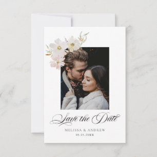 Save The Date Fleurs d'aquarelle crème et bleu Enregistrer la da