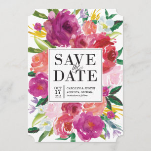 Save The Date Fleurs d'aquarelle moderne Mariage Enregistrer la 