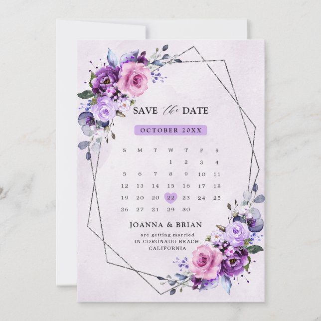 Save The Date Fleurs d'aquarelle rose vif (Devant)