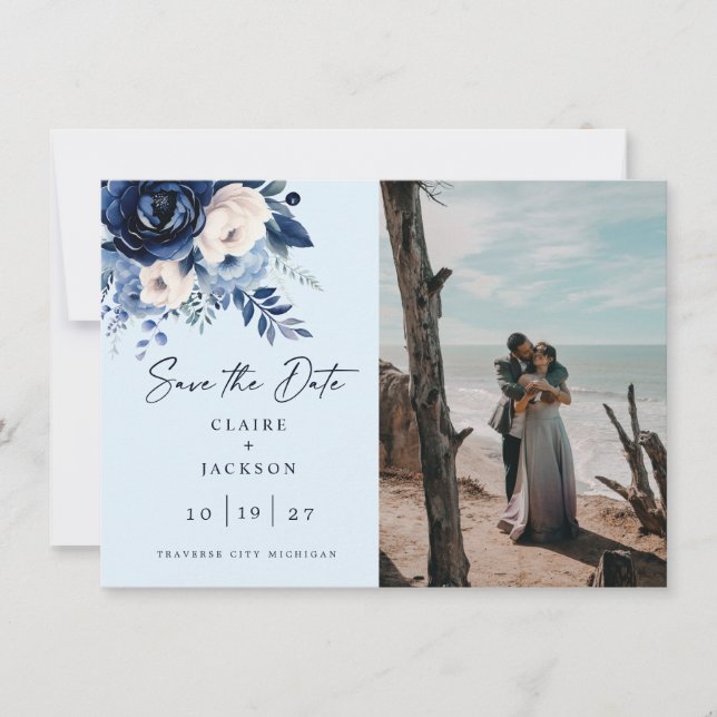 Save The Date Fleurs de Bleu Deux photo (Devant)