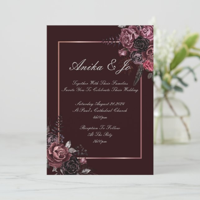 Save The Date fleurs de Bourgogne mariage d'automne (Debout devant)