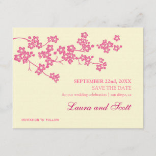 Save The Date Fleurs de cerisiers en rose Enregistrer la date In