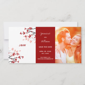 Save The Date Fleurs de cerisiers rouges Sakura asiatique Photo