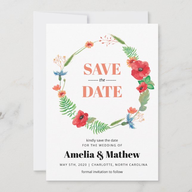 Save The Date Fleurs de champ Mariage Enregistrer la date (Devant)
