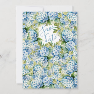 Save The Date Fleurs de Hortensias Bleus Vintage Élégant Mariage