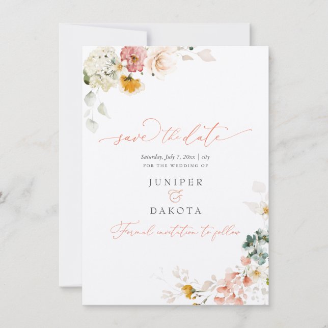 Save The Date Fleurs de jardin d'automne aquarelle PixDezines (Devant)