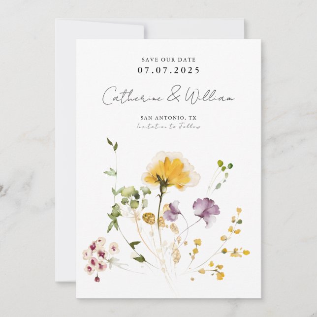 Save The Date Fleurs de jardin élégantes  (Devant)