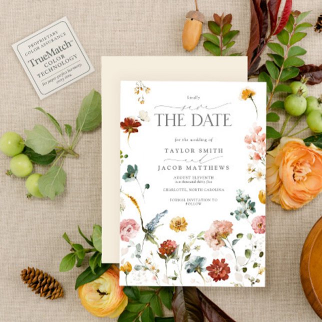 Save The Date Fleurs de jardin élégantes Typographie Enregistrez (Créateur téléchargé)