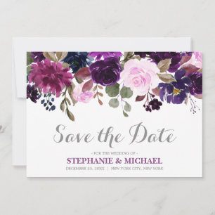 Save The Date Fleurs de Lavande Violette Bohème Épargnez la Date