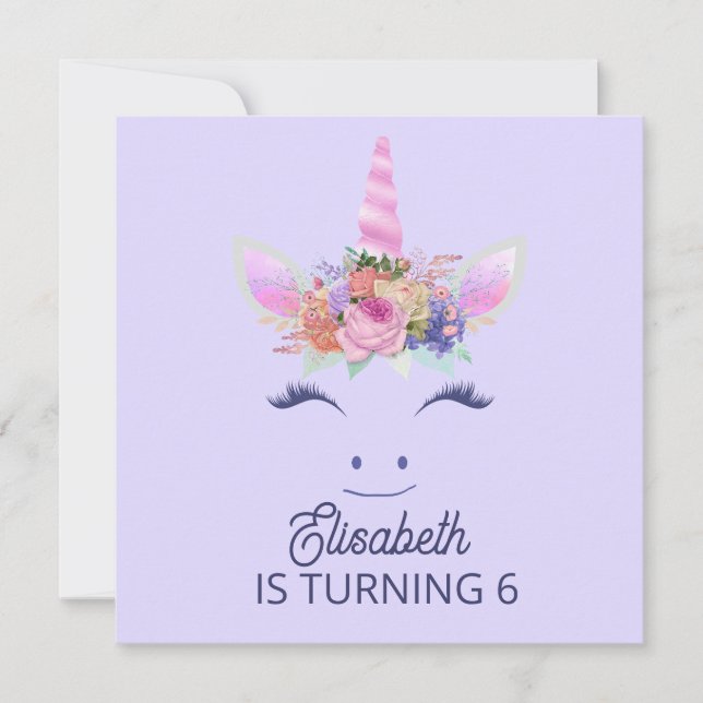 Save The Date Fleurs de Licorne Mignonne Fabuleuse Visage 2 (Devant)