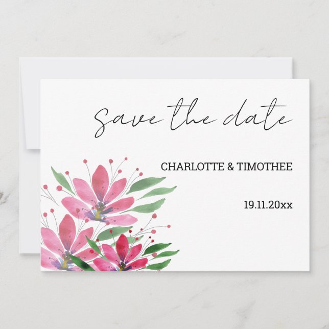 Save The Date Fleurs de Lotus Rustiques Art à l'aquarelle (Devant)