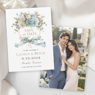 Save The Date Fleurs de mariage bleu français Enregistrer la dat