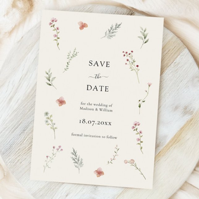 Save The Date Fleurs de mariage botaniques romantiques de fleurs (Créateur téléchargé)