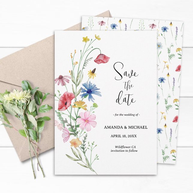 Save The Date Fleurs de mariage de fleurs sauvages (Créateur téléchargé)