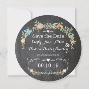Save The Date Fleurs de mariage en craie découpées en forme de c