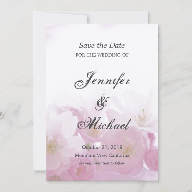 Save The Date Fleurs de mariage uniques et classiques pour réser (Devant)