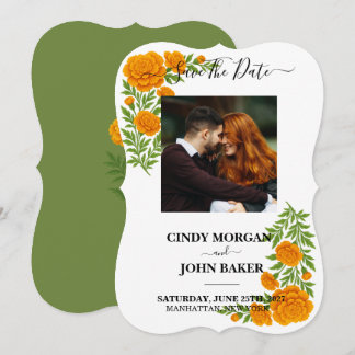 Save The Date Fleurs de mariage vert olive Enregistrez la date M