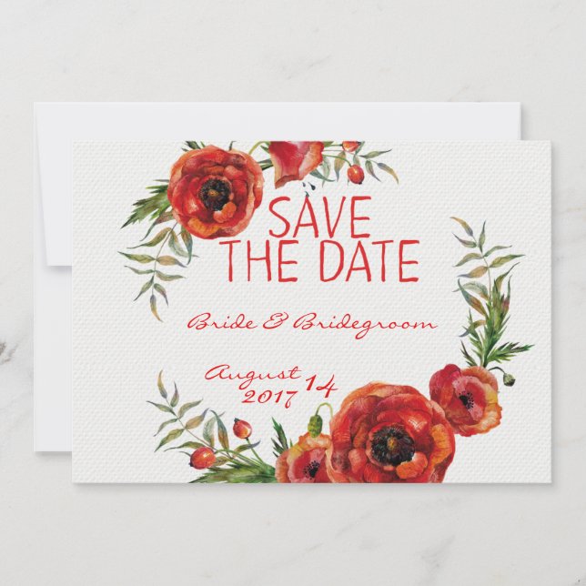 Save The Date Fleurs de pavot Floral Enregistrer la date Mariage (Devant)