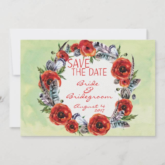 Save The Date Fleurs de pavot Floral Enregistrer la date Mariage (Devant)