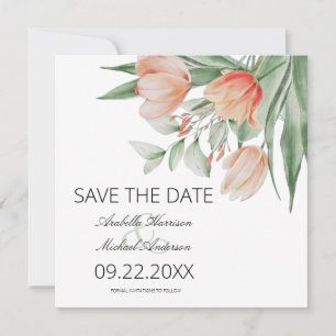 Save The Date Fleurs de pêche aquarelle de printemps